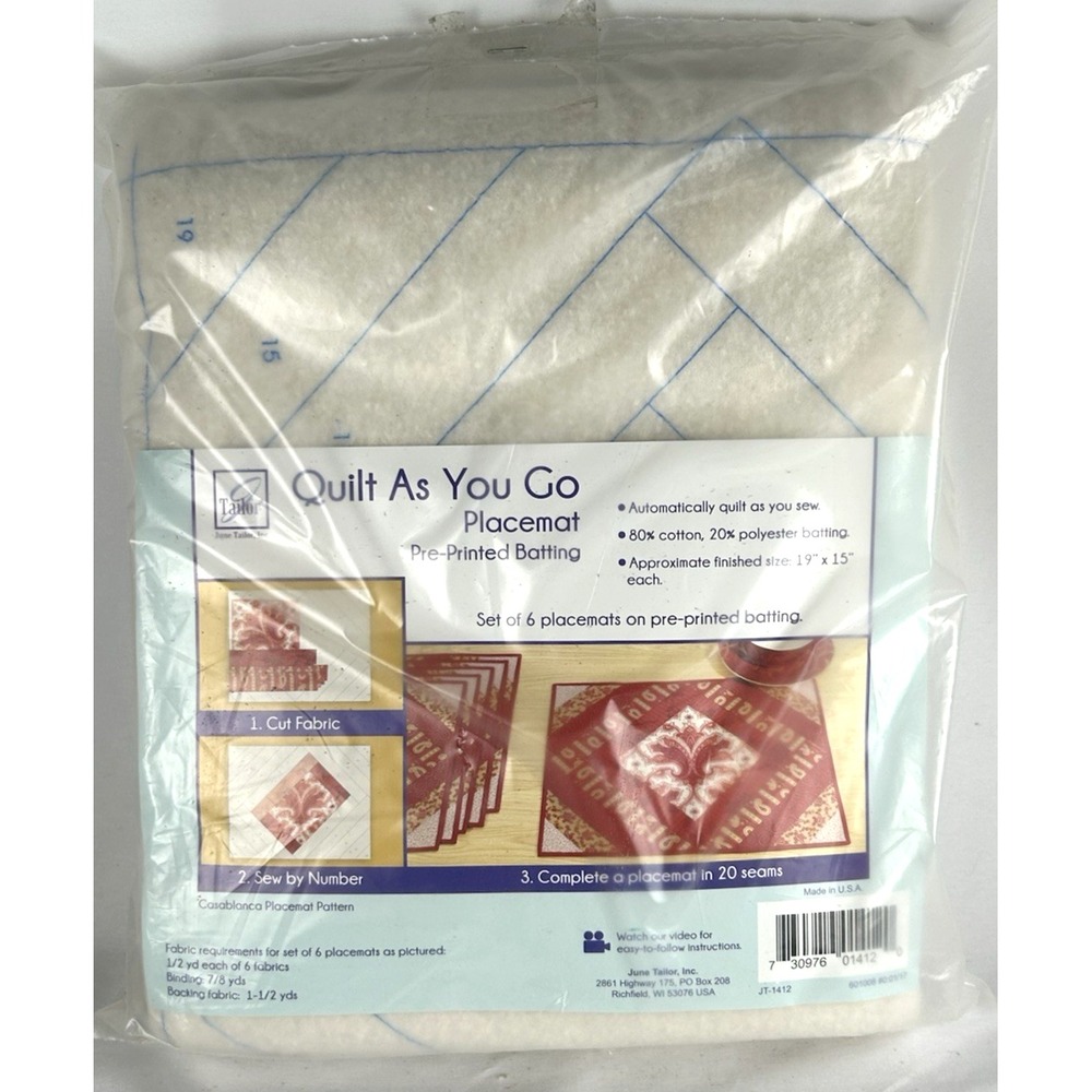 Quilt As You Go Kit Set 6 Placemats Casablanca Sew By Number Pre Printed Batting